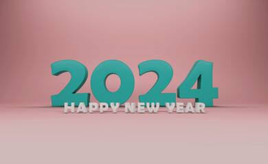 New Year 2024 Creative Design Concept - 3D Rendered Image	
