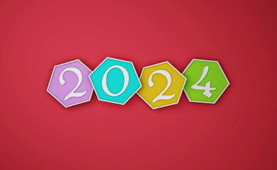 New Year 2024 Creative Design Concept - 3D Rendered Image	
