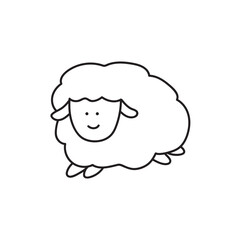 Hand drawn Kids drawing Cartoon Vector illustration cute sheep icon Isolated on White Background