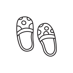 Hand drawn Kids drawing Cartoon Vector illustration home slippers icon Isolated on White Background