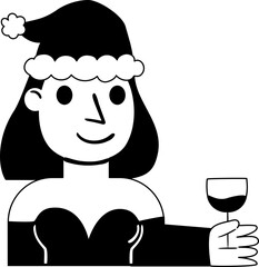 Christmas Party Woman icon hand drawn design elements for decoration.