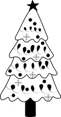 Christmas Tree icon hand drawn design elements for decoration.