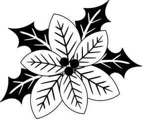 Christmas poinsettias icon hand drawn design elements for decoration.