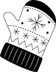 Christmas Winter Glove icon hand drawn design elements for decoration.