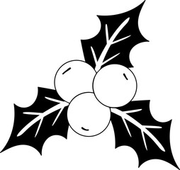 Holly icon hand drawn design elements for decoration.