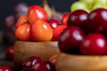 Sweet fresh cherries with other products