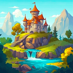 3D render of cartoon castle generated by AI