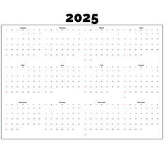 Calendar 2025 template vector, simple minimal design, Planner 2025 year, Wall calendar 2024 year, Week Starts sunday, Set of 12 calendar, advertisement, printing, stationery, organization office