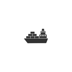 Ship icon flat. Black pictogram on grey background. Vector illustration symbol