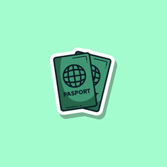 Vector illustration of pasport, travel icon sticker. Vector eps 10
