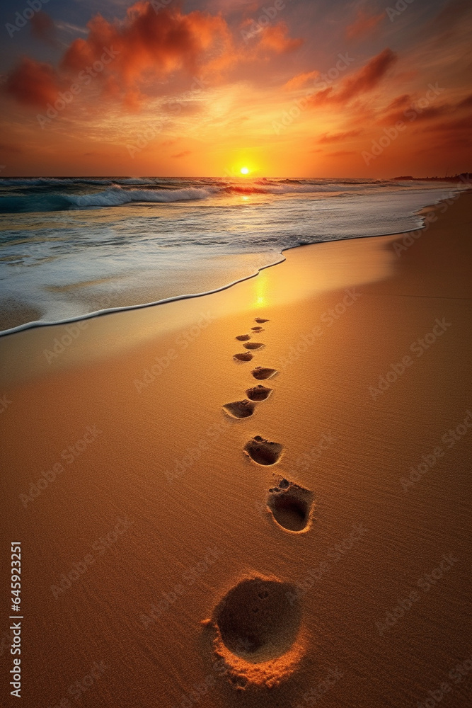 Canvas Prints sunset by the beach shore generative ai