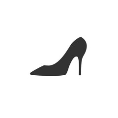 Monochrome vector illustration of a women's shoe, isolated on a white background