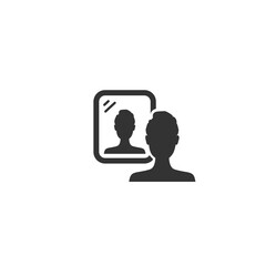 Man standing in front of a mirror vector icon