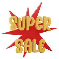 3d Illustration Super Sale Text With Transparent Background