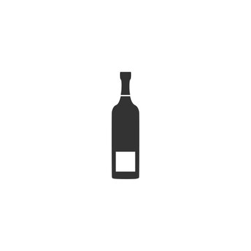 Wine bottle icon on white. Vector illustration