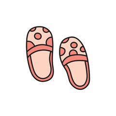 Kids drawing Cartoon Vector illustration home slippers icon Isolated on White Background