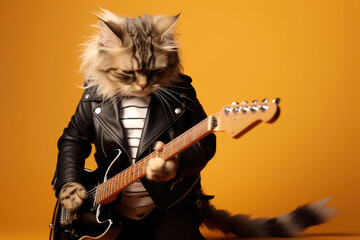 American Bobtail Cat Dressed As A Rockstar On . Сoncept Breeds Of American Bobtail Cats, Stylish...