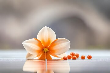 Fototapeta na wymiar white frangipani flower on wood