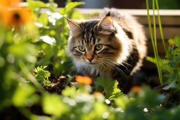 Naklejka na ściany i meble Domestic Bliss Home Gardening With A Furry Friend . Сoncept Plant Preferences Of Pets, Creating A Petfriendly Garden, Benefits Of Home Gardening, Warmer Weather Garden Care