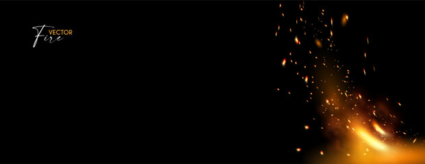 Burning fire with smoke and sparks/ Transparent light effect. © feaspb