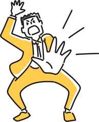 断りポーズをとる男性社員