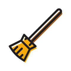 broom flying colored outline icon
