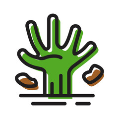 hand of zombie colored outline icon
