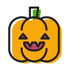 pumpkin jack o lantern colored outline icon
