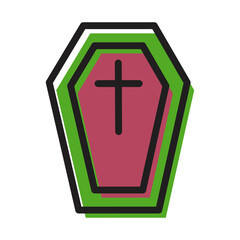 coffin dracula colored outline icon
