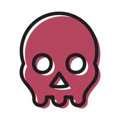 skull horror fear colored outline icon
