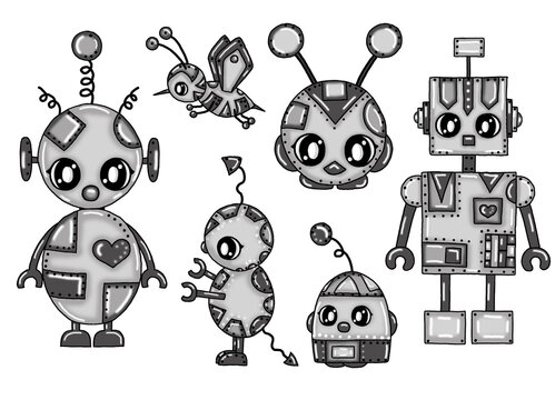 cartoon robot set