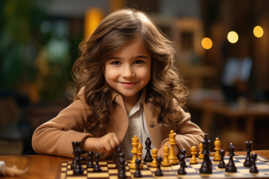 Children's Restraining Hand Thoughtfully Figure Before The Next Chess Move  Stock Photo, Picture and Royalty Free Image. Image 77247675.