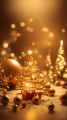 Golden Christmas decoration. Generative AI.