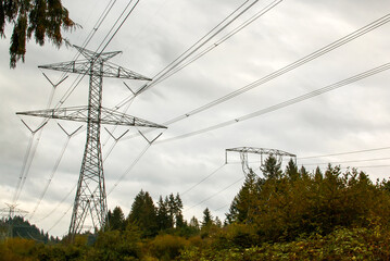 power lines in the mountains