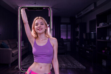 Social Media Influencer: Dancer Emerging From Smartphone