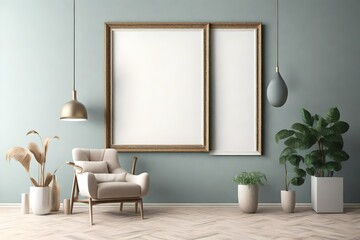 Fototapeta na wymiar blank frame in the interior of room 