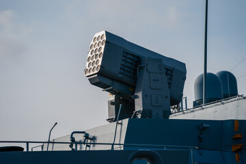 Anti air defence rocket system on a German fleet warship