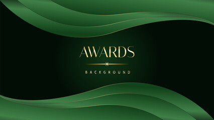 Fototapeta premium Green golden award graphic background. Elegant luxury corporate modern template. Trophy banner flyer certificate. Vector illustration design.