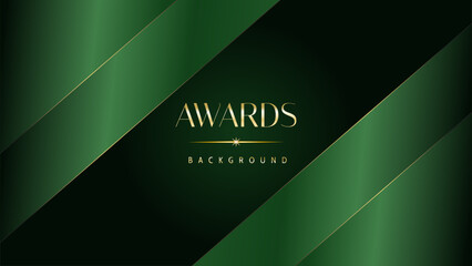 Green golden award graphic background. Elegant luxury corporate modern template. Trophy banner flyer certificate. Vector illustration design.