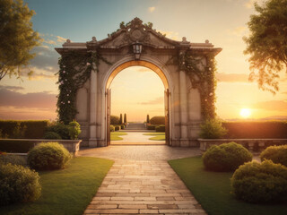 Fototapeta premium arch in the park, ai generative
