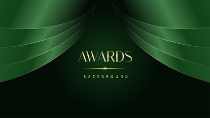 Green golden award graphic background. Elegant luxury corporate modern template. Trophy banner flyer certificate. Vector illustration design.