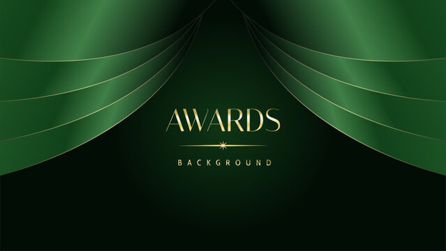 Green golden award graphic background. Elegant luxury corporate modern template. Trophy banner flyer certificate. Vector illustration design.