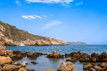 Island beach and blue sea in summer