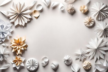 top view of  paper art decoration with copy space for text