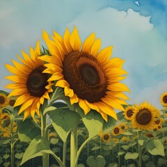 Sunflowers. Generative AI.