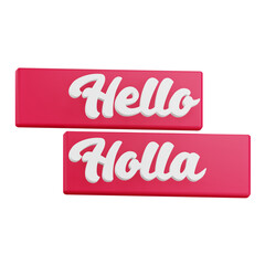 3d Hello Hola Sticker Text With Transparent Background