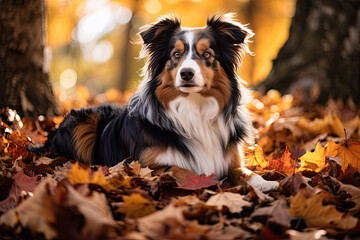border collie dog in autumn park 