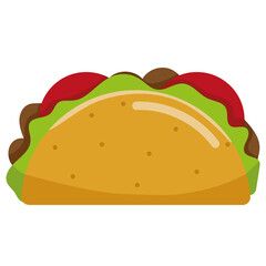 Ilustración de taco. Comida mexicana. Sin fondo