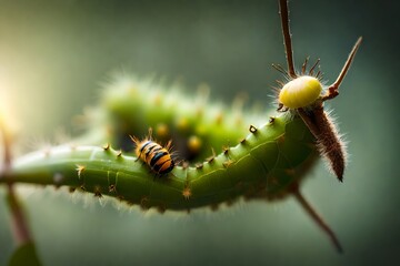 A close-up of a caterpillar as it transforms within its cocoon, hinting at the magic of metamorphosis.  