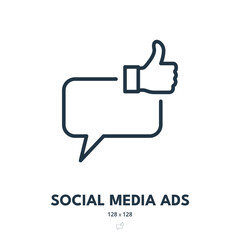 Social Media Ads Icon. Advertising, SMM, Marketing. Editable Stroke. Simple Vector Icon